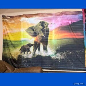 Large Colorful Elephant Tapestry